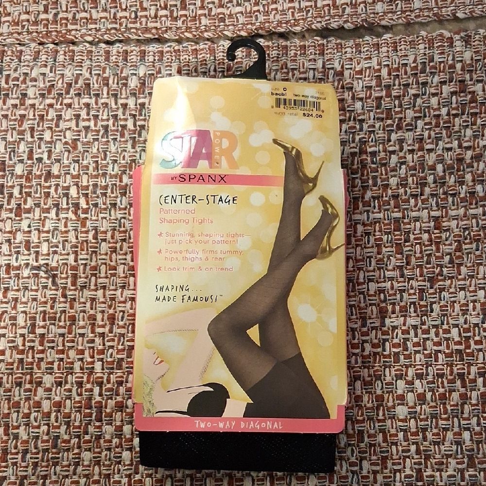 Star By Spanx Blackdrop Black Two Way Diagonal Center Stage Patterned Shaping Ti